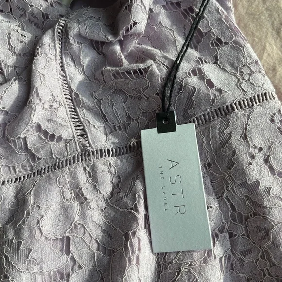 NWT astr the label floral lace lilac purple sheath dress lattice inset - Picture 4 of 5